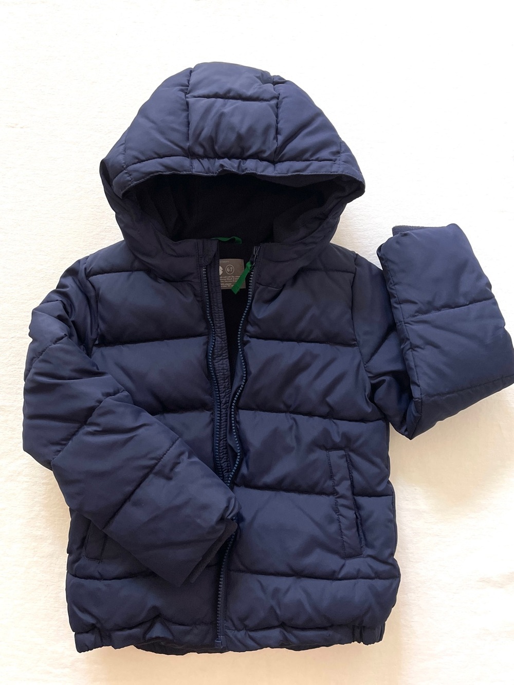 Primary Navy Hooded Puffer Jacket for Kids